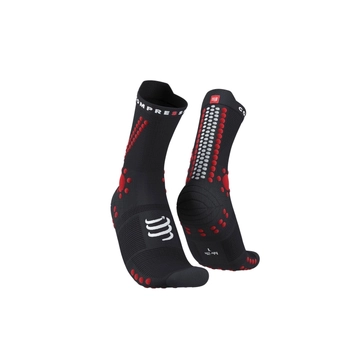 Compressport Pro Racing Socks v4.0 Trail - fekete-piros terepfutó bokazokni 