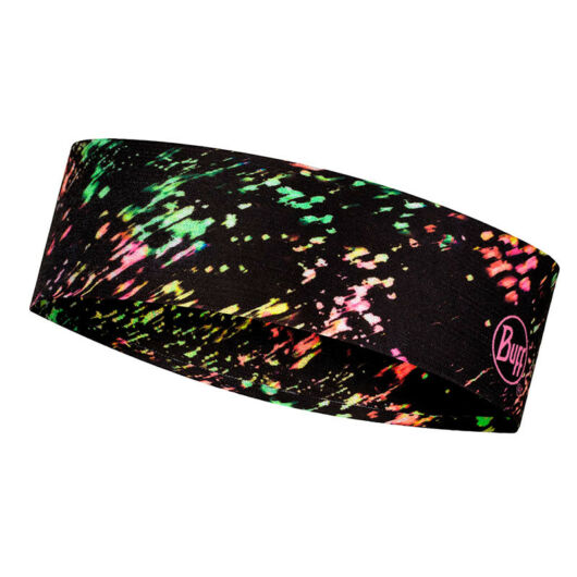 BUFF® CoolNet® UV+ Headband Slim Speckle - fekete, színes pettyes keskeny fejpánt