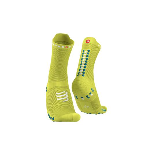 Compressport Pro Racing Socks v4.0 Run sárga-kék bokazokni T2
