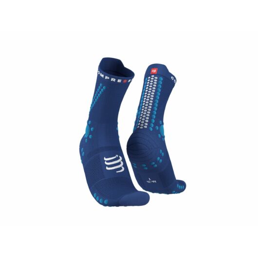 Compressport Pro Racing Socks v4.0 Trail - kék terepfutó bokazokni - T4 45-48
